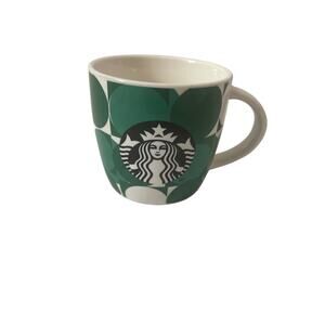 Starbucks 14oz Green Circle/Dots Ceramic Mug Siren Design